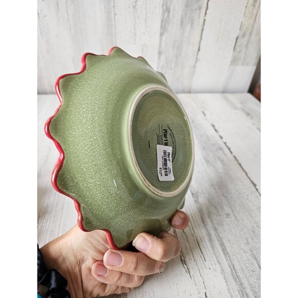 Pier 1 carynthum flower plate dessert salad red earthenware Bohemian unique set - Picture 6 of 7